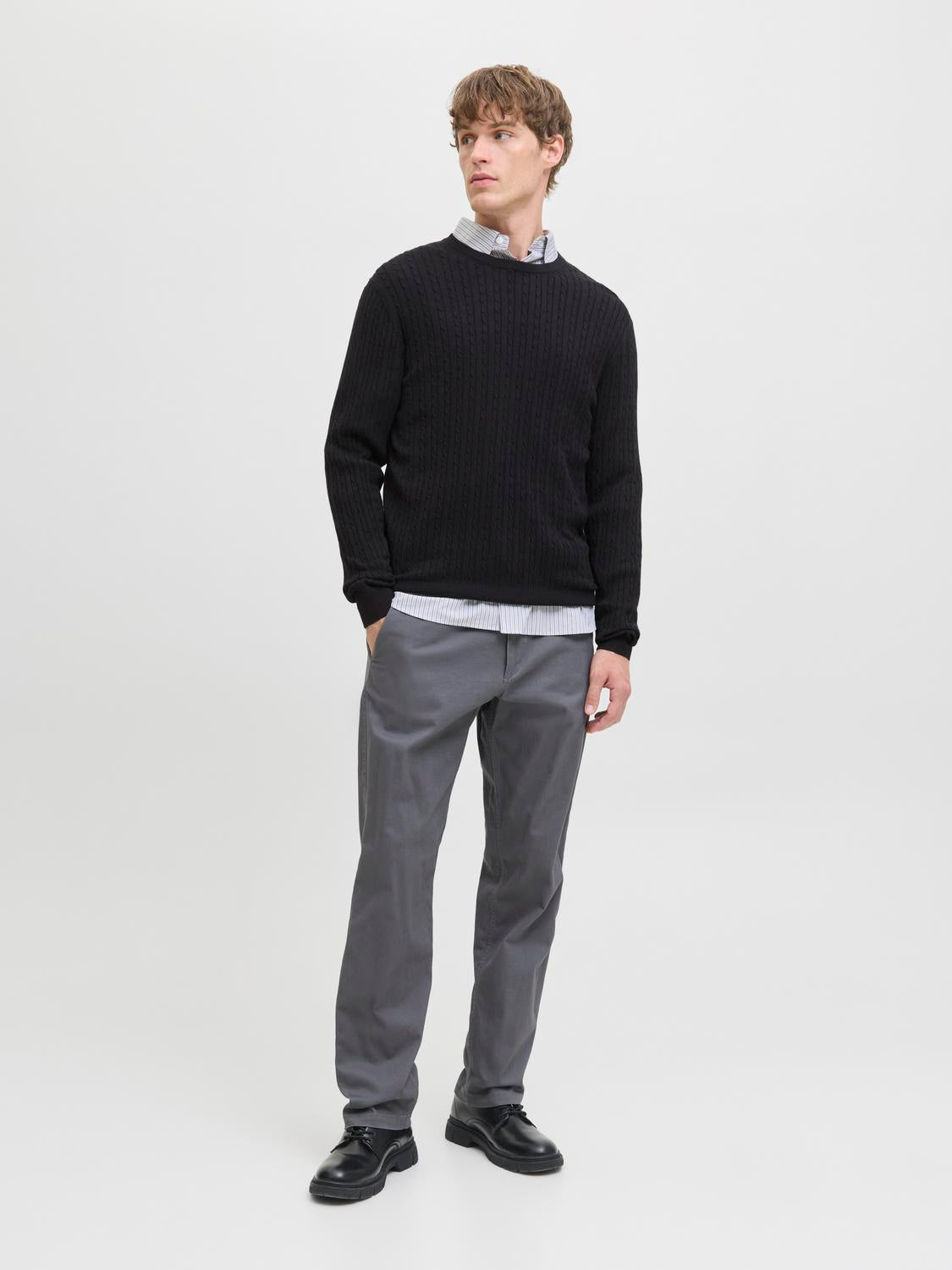 JJEEMIL CABLE KNIT CREW NECK